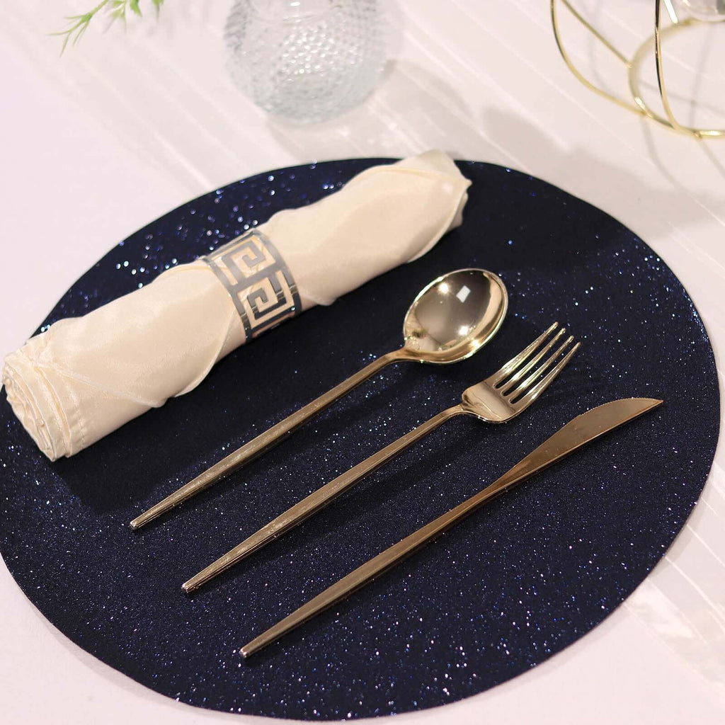 6 GOLD 13 Round Glittered Faux Leather PLACEMATS Wedding Decorations