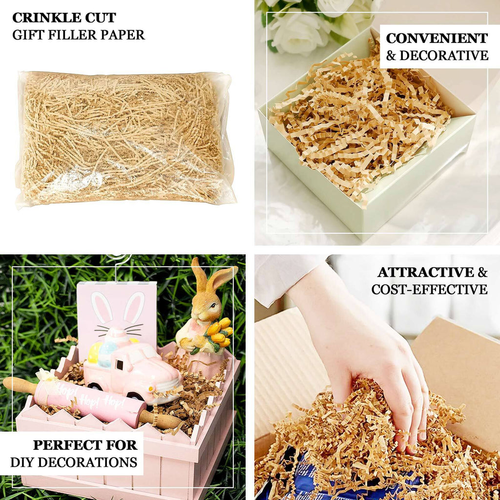 8 oz Kraft Crinkle Paper Shred Basket Gift Box Filler - Natural