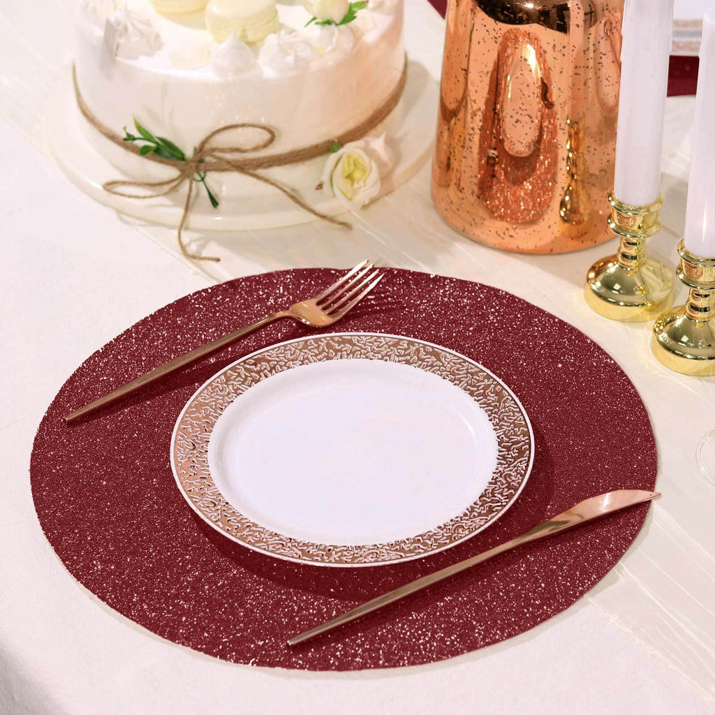 Placemats Set of 8, Washable Dining Table Mats Cloth Place Mats, Elegant Placemats for Valentines Day Holiday, Heat Resistant Kitchen Burgundy Place