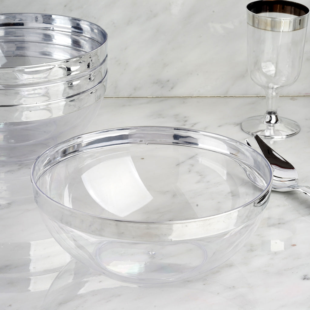 Disposable Plastic 32oz Serving Bowls with Lids Large Clear