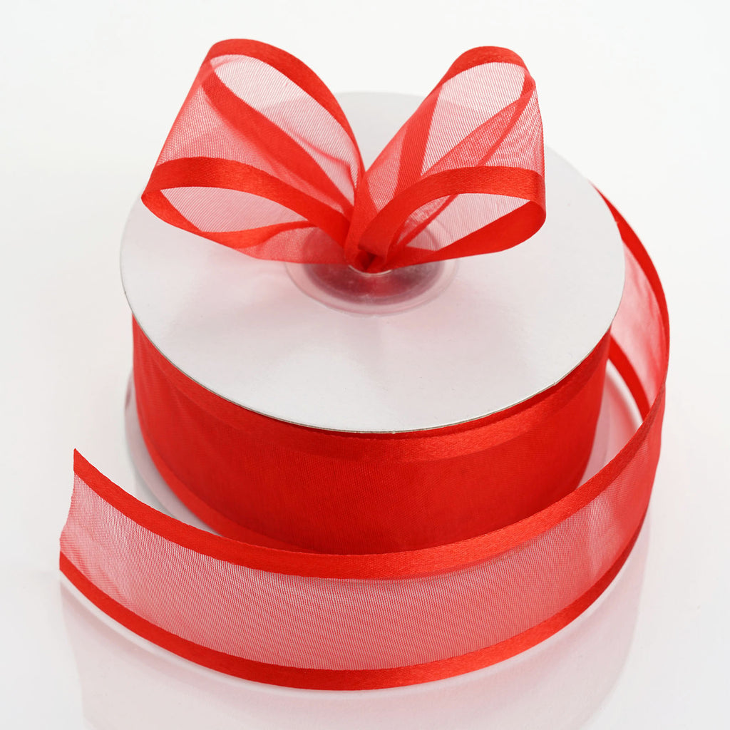 Efavormart Multiple Colors Wedding Party Banquet Event Satin Edge Organza Ribbon 1 1/2 inch, Red