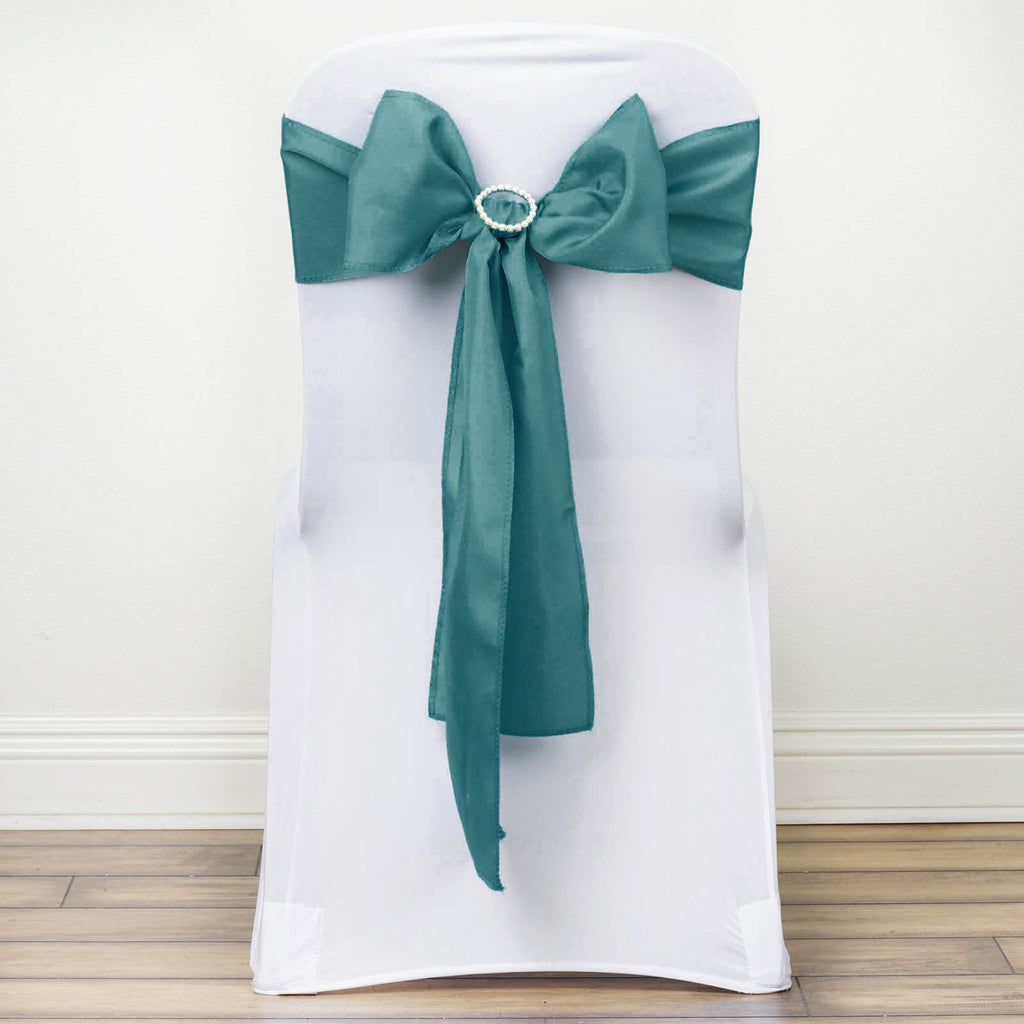 Dusty Blue Polyester Chair Sashes cheap polyester chair bow ties