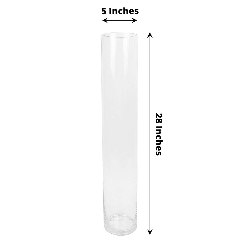 2 Pack | 28" Heavy Duty Clear Cylinder Glass Vases Flower - EFavormart.com