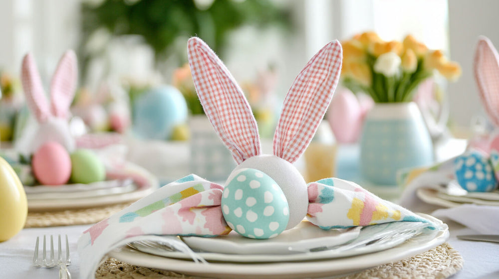 Adorable bunny ear napkin decor adds charm to table settings for creative Easter party ideas.