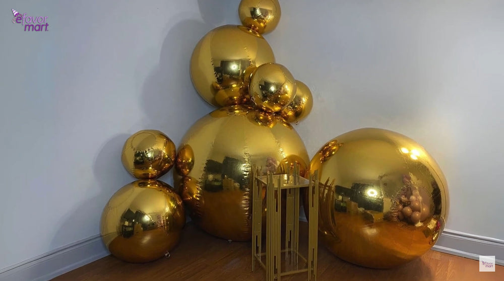 Golden Glamour: DIY Pedestal & Balloons Decor