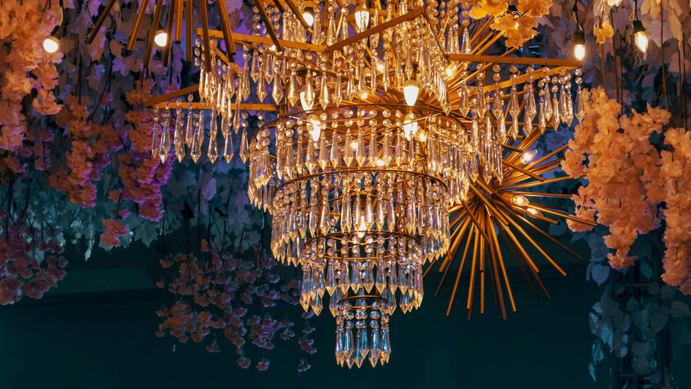 statement ceiling wedding reception design