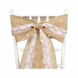 Jute Burlap & Lace Chair Sashes