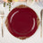 10 Inch Size Vintage Burgundy Gold Leaf Embossed Rim Hard Plastic Plates