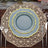 10 Pack 8 Inch Round Dusty Blue Disposable Plates With Gold Scalloped Rim