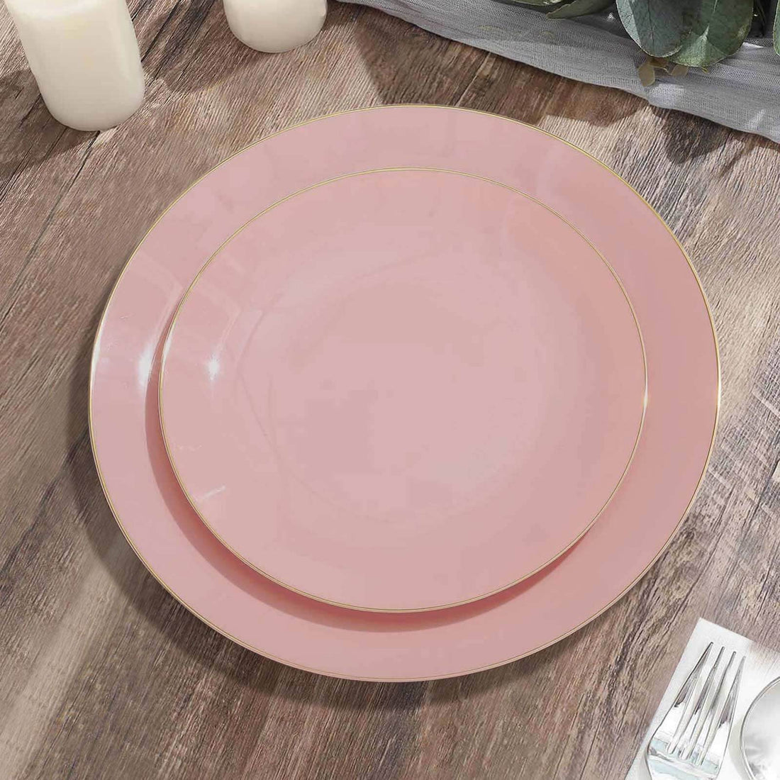 8 Inch Plastic Dessert Plates in Dusty Rose