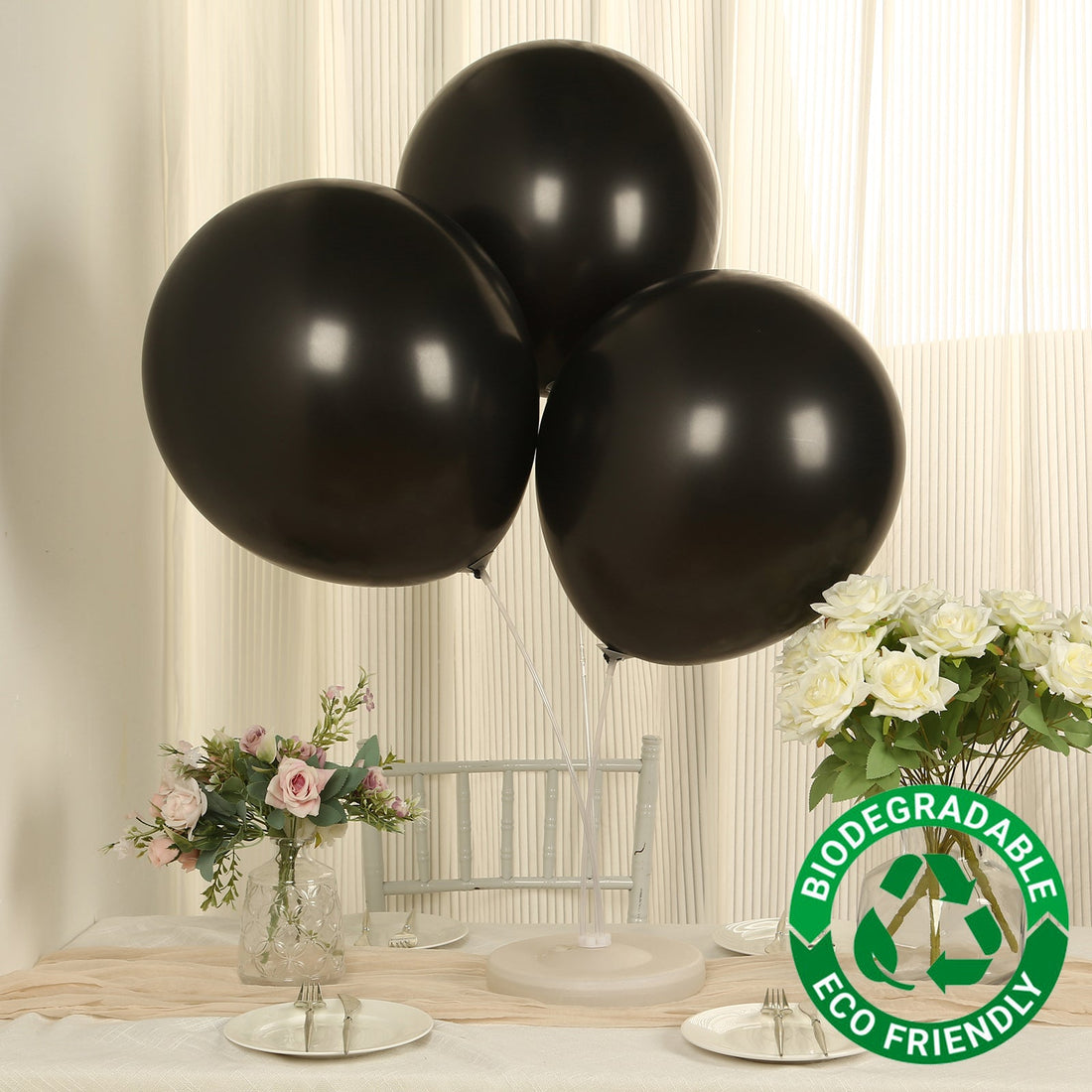 10 Pack Black Biodegradable Balloons, Eco-friendly Thickened Extra Strong Latex Helium Party Balloon