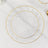 10 Pack Clear Gold Flair Rim Plastic Dessert Appetizer Plates, Round Disposable Salad Plates