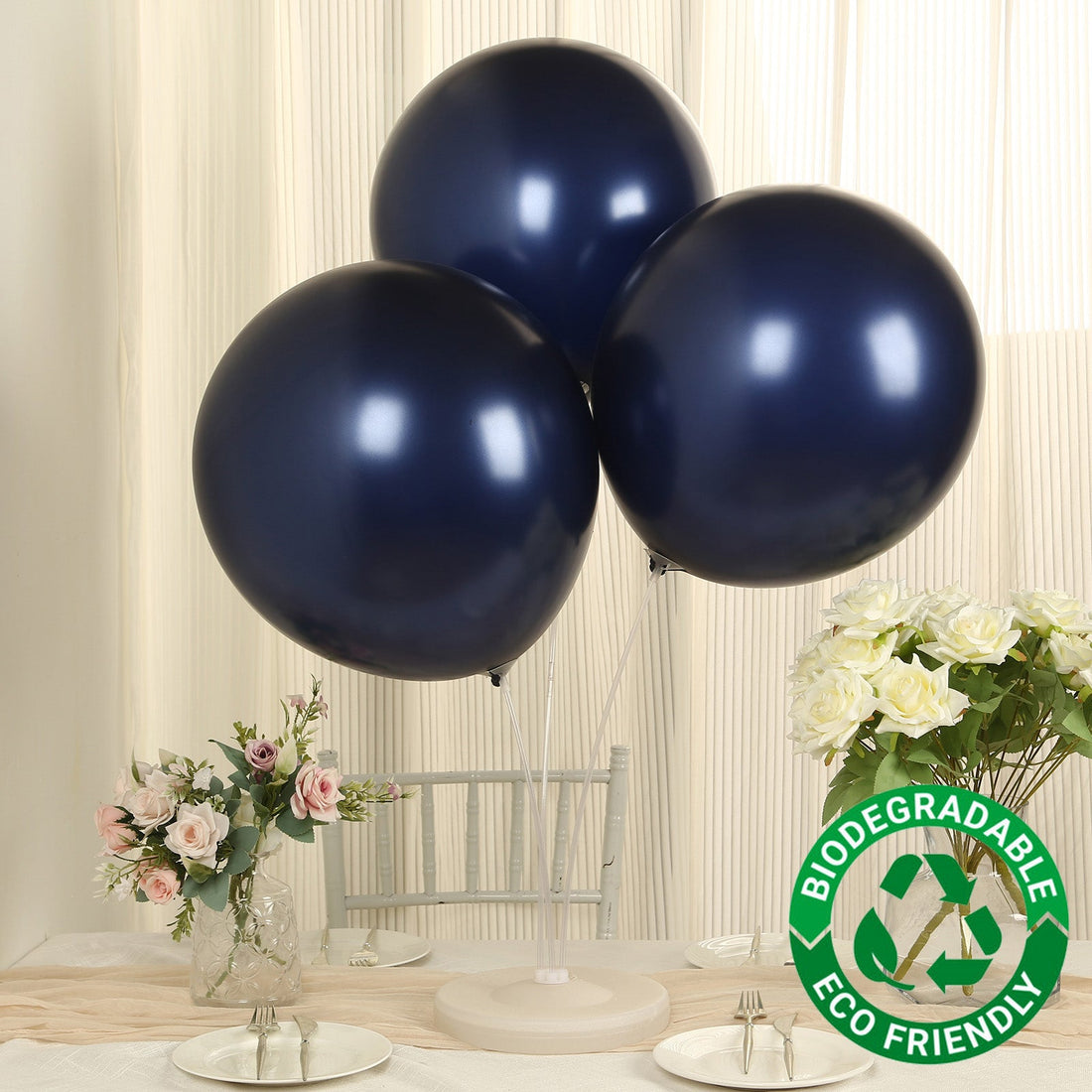 10 Pack Navy Blue Biodegradable Balloons, Eco-friendly Thickened Extra Strong Latex Helium Party
