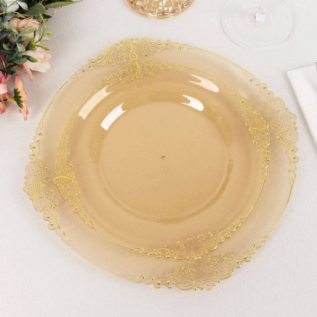 10 Pack Plastic Appetizer Dessert Plates In Vintage Amber