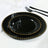 10 Pack Black Gold Beaded Rim Plastic Dessert Appetizer Plates, Disposable Round Salad