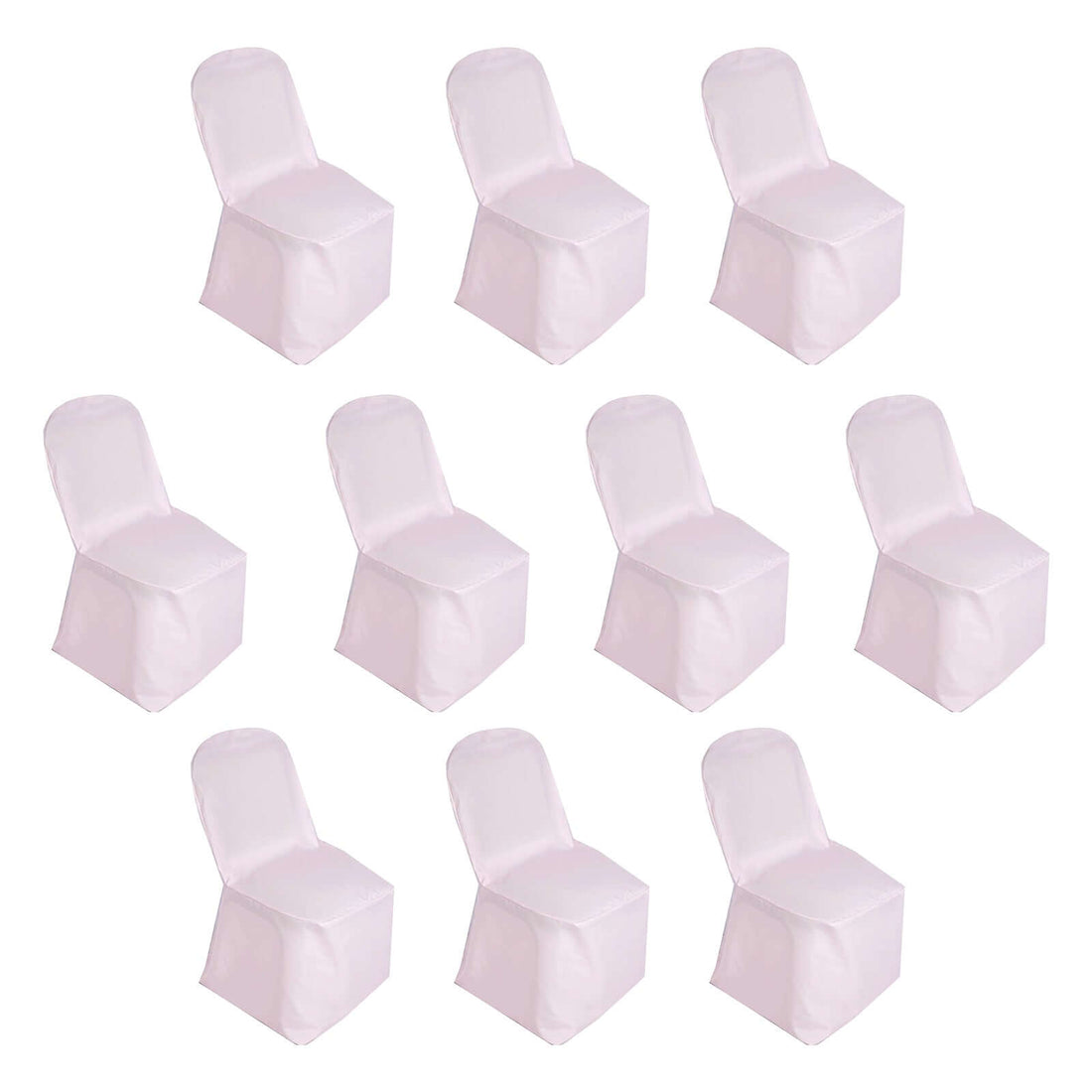 10 Pack Blush Polyester Banquet Chair Cover, Reusable Stain Resistant Slip On Chair Cover