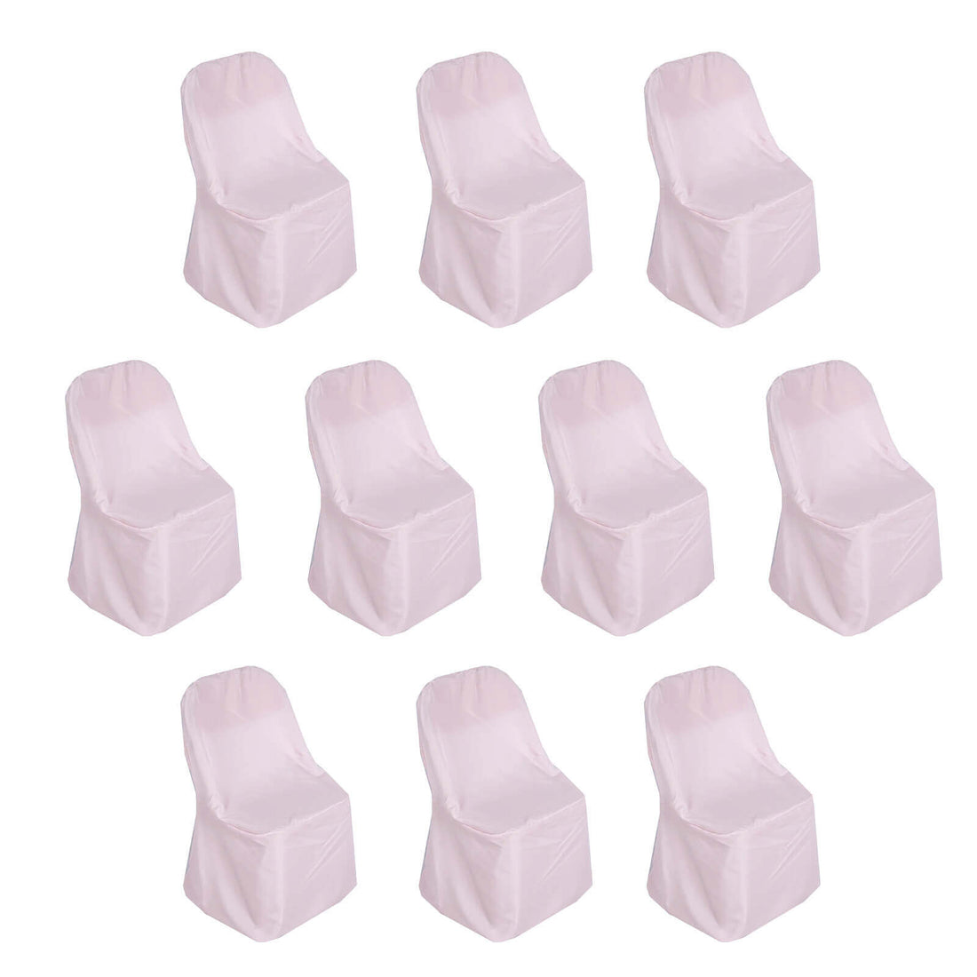 10 Pack Blush Polyester Folding Chair Covers, Reusable Stain Resistant Slip On Chair Covers