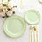 10 Pack Sage Green Plastic Dinner Plates with Gold Beaded Rim, Round Disposable Party Plates 10inch