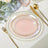 10 Pack Transparent Blush Hammered Plastic Dessert Plates with Gold Rim