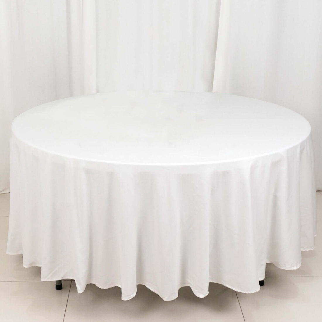 100% Cotton Linen Seamless 108 Inch Round Tablecloth In White