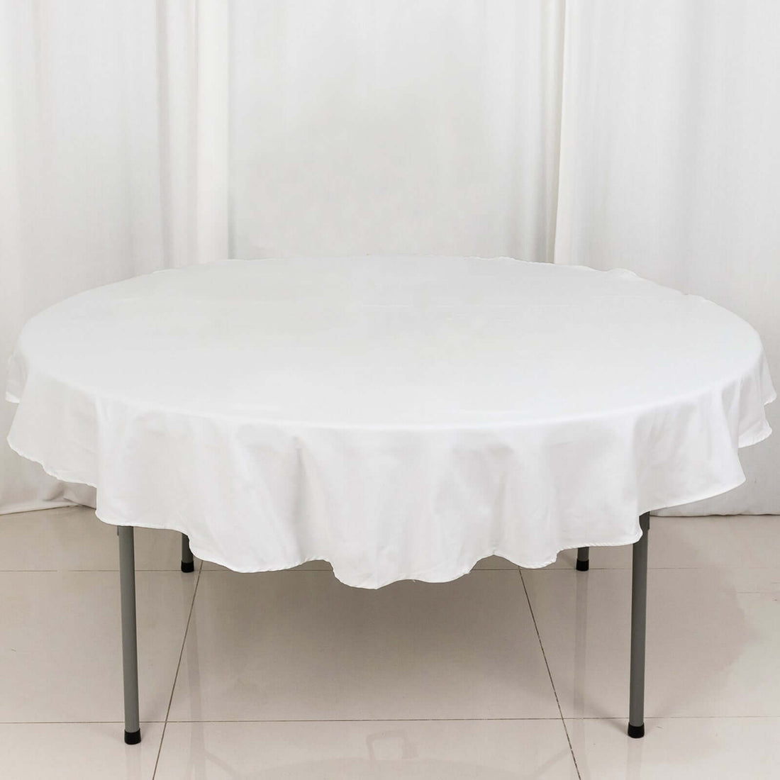 70 Inch Round Tablecloth In White 100% Cotton Linen Seamless