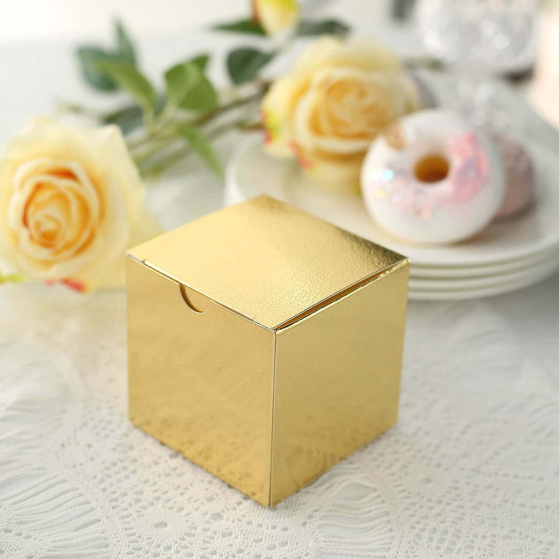 100 PCS | 3inch x 3inch Gold Party Favor Boxes