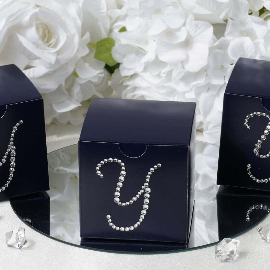 Personalized Diamond Monogram Favor Gift Boxes 100 Pack Cardstock 3 Inch x 3 Inch x 3 Inch#whtbkgd