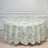 Polyester Round Tablecloth White with Dusty Sage Green French Toile Pattern