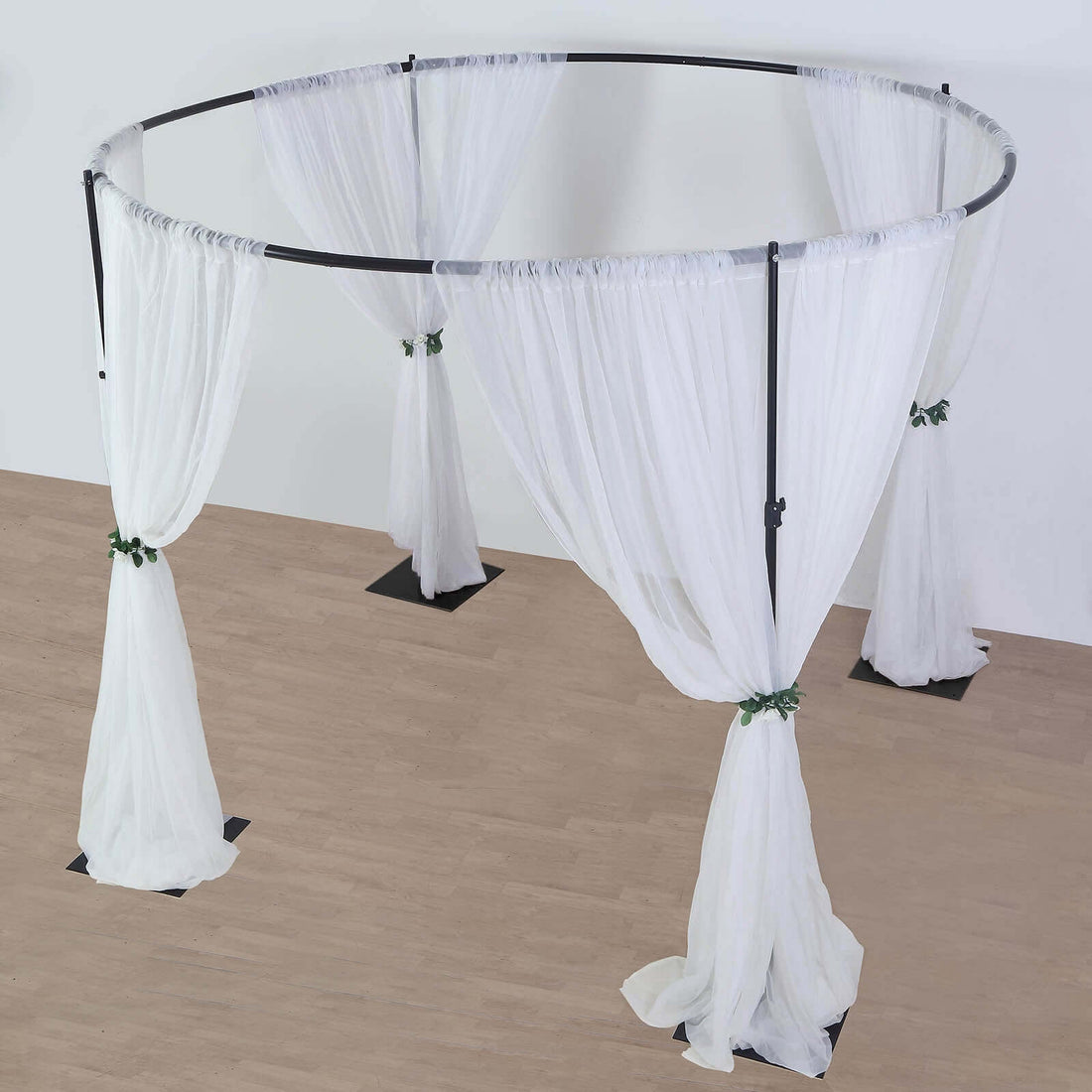 10ft Adjustable 4-Post Circular Black Metal Wedding Event Arch Stand