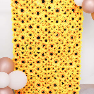 Artificial Sunflower Wall Mat Backdrop, Flower Wall Decor, Indoor/Outdoor UV Protected 4 Artificial Panels 11 Sq ft.