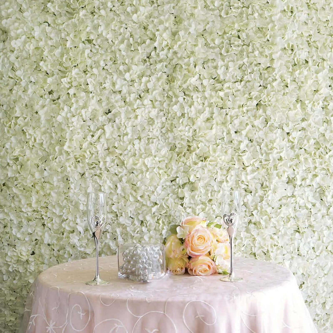 11 Sq ft. | Cream UV Protected Hydrangea Flower Wall Mat Backdrop