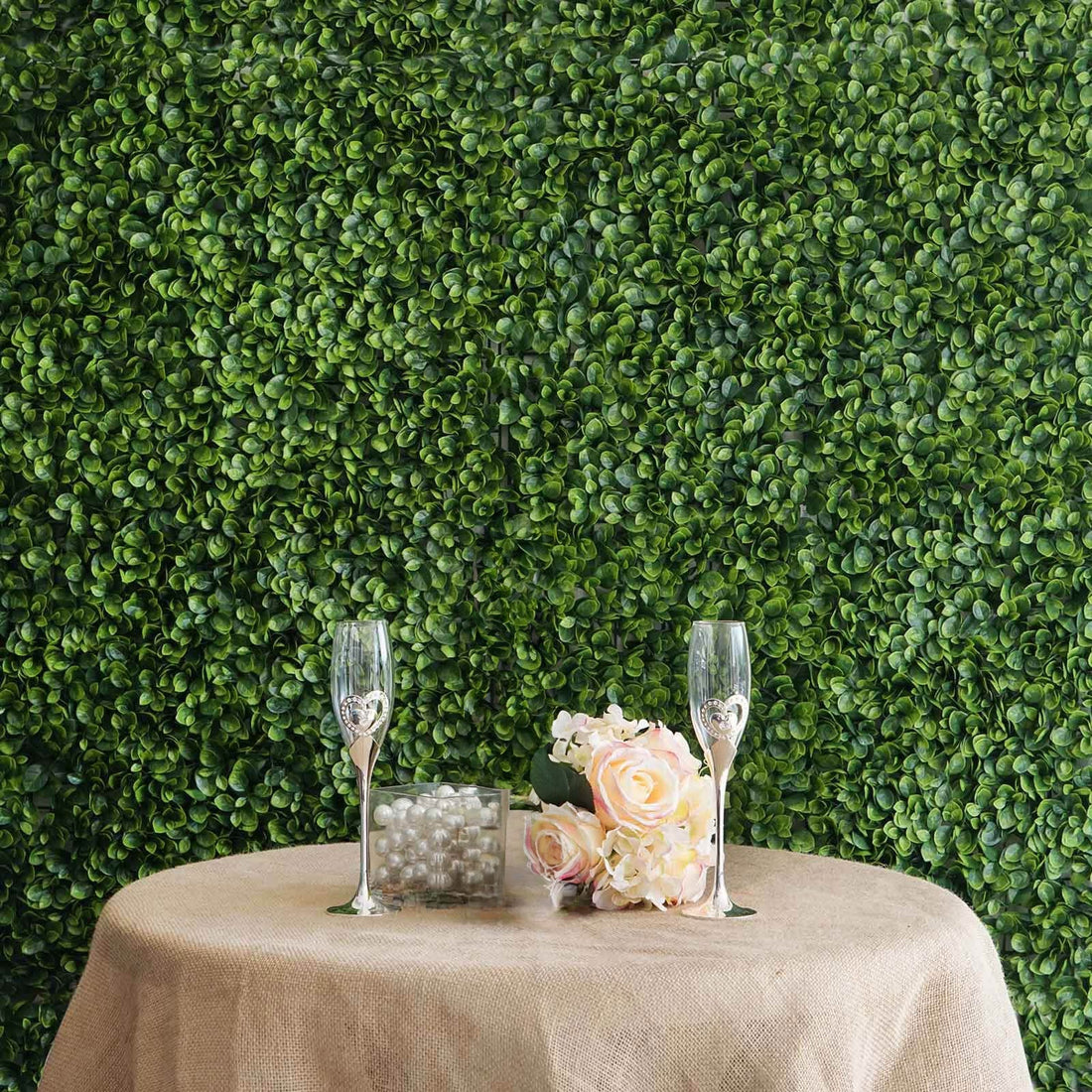 11 Sq ft. | Green Boxwood Hedge Garden Wall Backdrop Mat