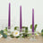 12-Pack Taper Candles 10inch Premium Wax Design Purple - Unscented Candles