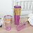 12 Pack Transparent Purple Plastic Party Cups with Gold Rim, 17oz Disposable Cups Drinking Tumblers