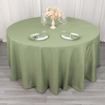 Premium Polyester Round Tablecloth 120" Dusty Sage Green - Seamless 220GSM Table Cover