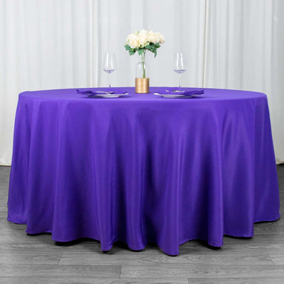 Premium Polyester Round Tablecloth 120" Purple - Seamless 220GSM Table Cover