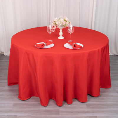 Premium Polyester Round Tablecloth 120" Red - Seamless 220GSM Table Cover