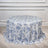Polyester Round Tablecloth 132inch White with Blue French Toile Pattern