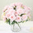 2 Bushes Blush Artificial Silk Rose Flower Arrangements, Real Touch Long Stem Flower Bouquet