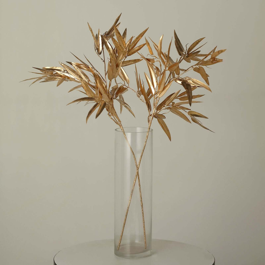 2 Pack | 33inch Shiny Metallic Gold Faux Plant Arrangement Floral Stems