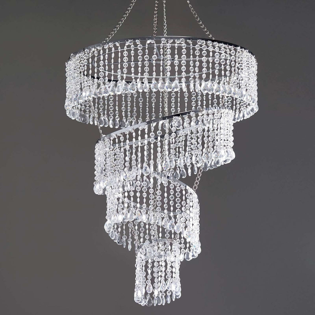 4 Tier Acrylic Diamond Crystal Hanging Pendant 24 Inch Lighting Chandelier