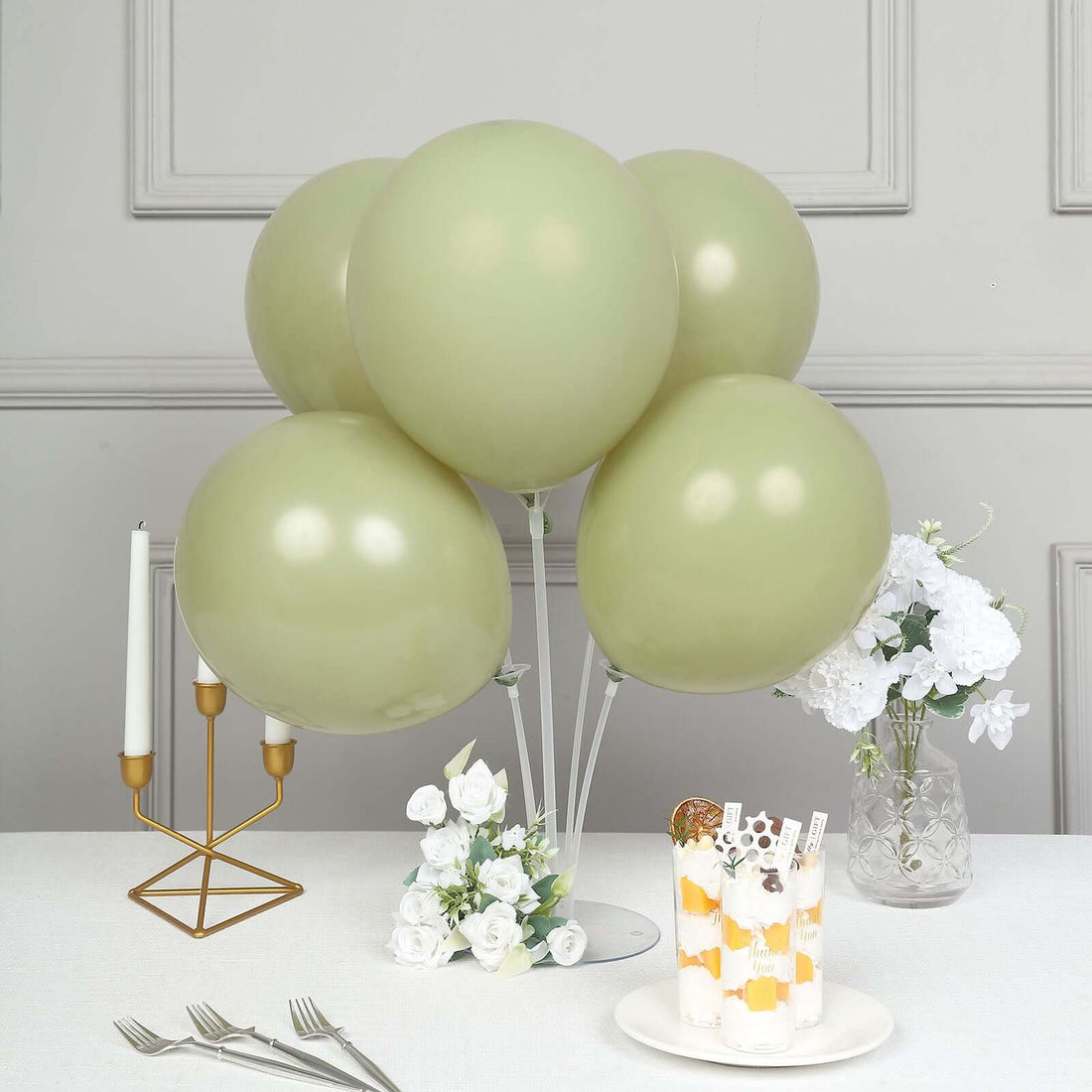 12 Inch Matte Pastel Olive Green Air & Helium Latex Balloons 25 Pack