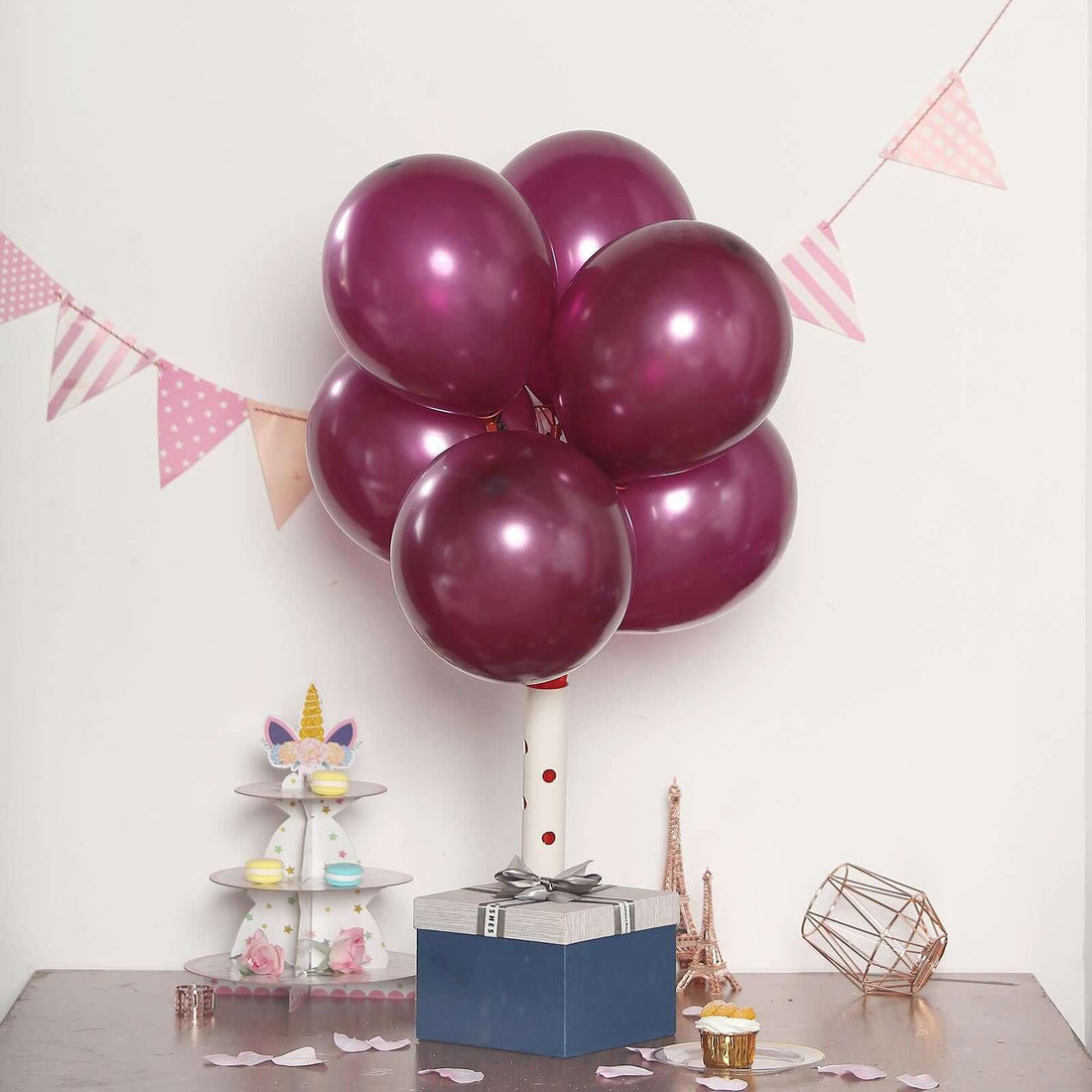 25 Pack 12 Inch Shiny Pearl Eggplant Helium Air or Water Latex Balloons