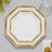 White Octagonal Paper Plates With Bamboo Print Rim, 7 Inch