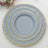 25 Pack | 8inch Dusty Blue Gold Rim Sunray Heavy Duty Paper Dessert Plates