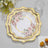 Floral Scallop Rim Disposable White And Gold Paper Plates 25 Pack 8 Inch 300 GSM 