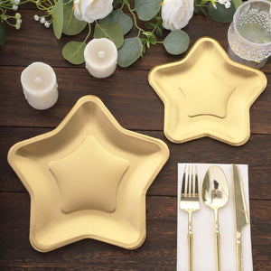 25-Pack Paper Star Shaped Dinner Plates 9" Matte Gold - 300GSM Eco-friendly Disposable Party Plates for Festive Occasions