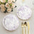 25 Pack French Toile Paper Dessert Plates, White Lavender Lilac Round Disposable Salad Appetizer