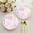25 Pack French Toile Paper Dessert Plates, White Pink Round Disposable Salad Appetizer Plates