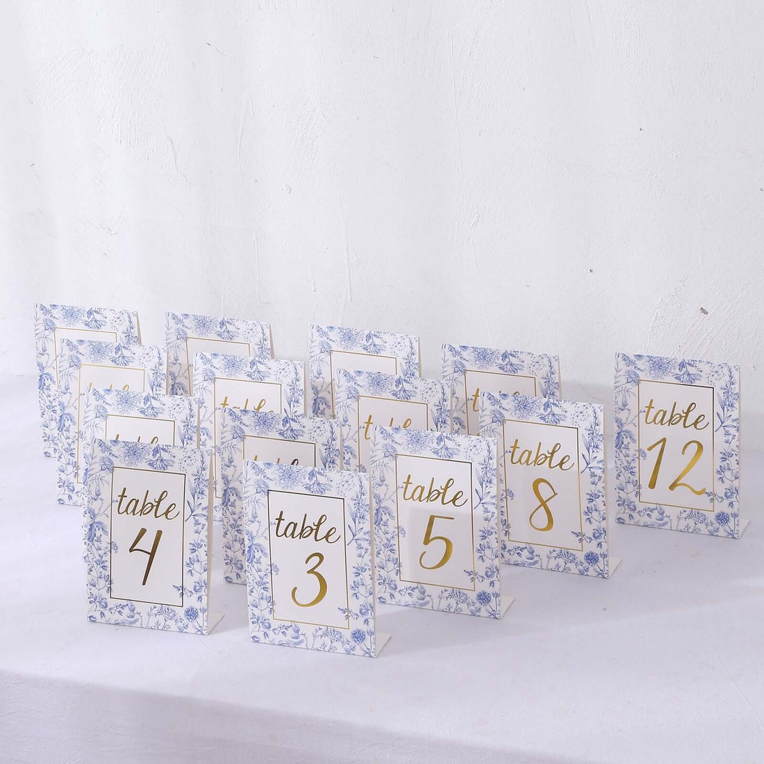 25 Pack White Blue Wedding Table Numbers With Chinoiserie Floral